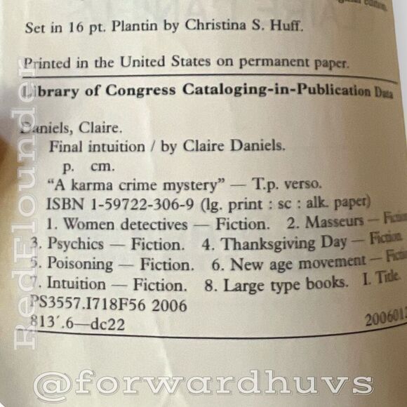 Final Intuition - A Karma Crime Mystery (Large Print Paperback) - Picture 12 of 13